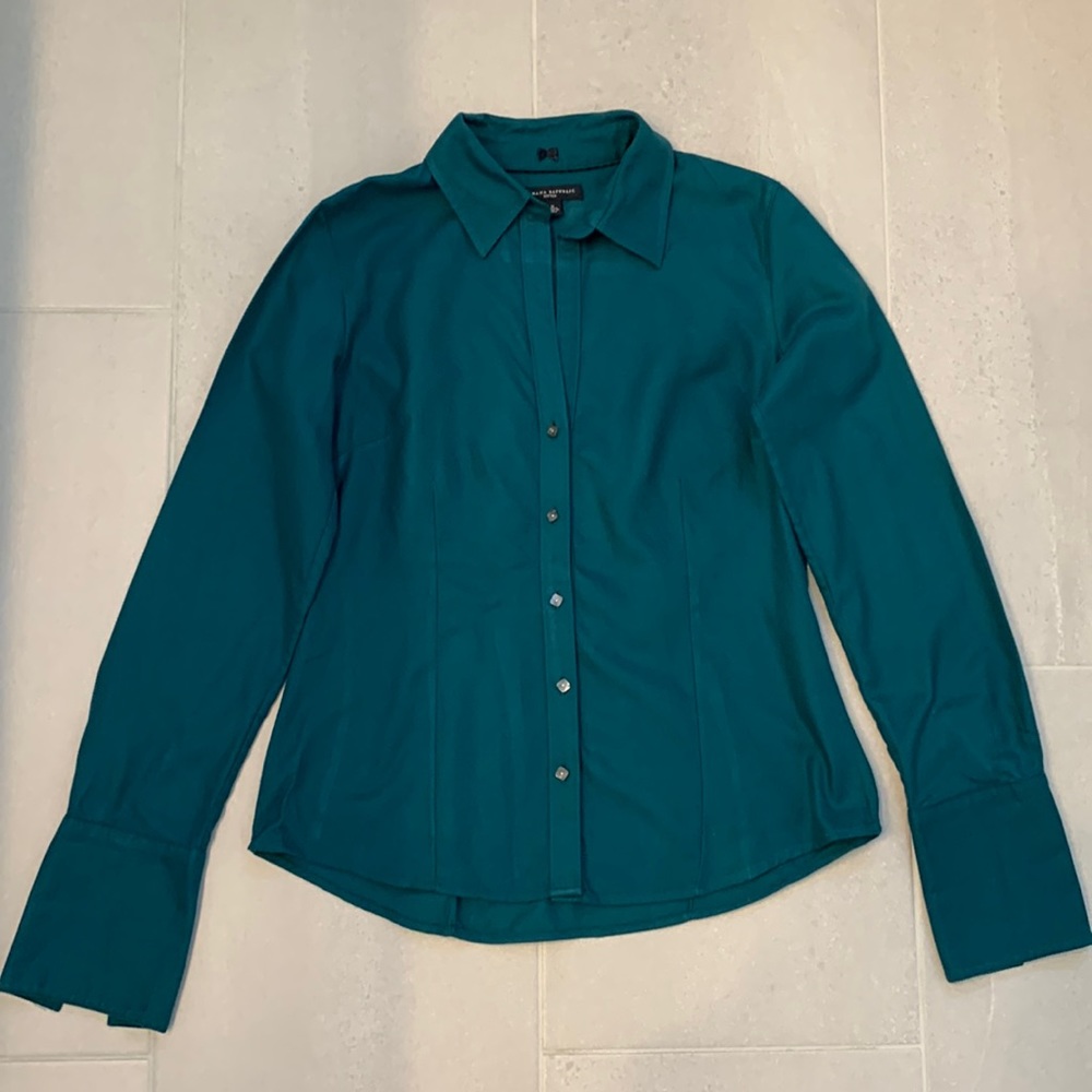 Banana Republic blouse emerald green cotton size medium